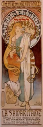 Plakat für das Stück „La Samaritaine“ von Edmond Rostand, aufgeführt von Henriette Rosine Bernard, genannt Sarah Bernhardt (1844-1923), 1897 im Théâtre de la Renaissance. Zeichnung von Alphonse Mucha (1860-1939)