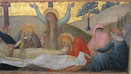 Ambrogio Lorenzetti, Madonna mit Kind und den Heiligen Maria Magdalena und Marta, Klage, 03