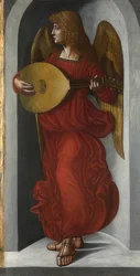 Ein Engel in Rot mit Laute (Flügel des Altars von San Francesco, Mailand)