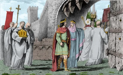 Chilperich I. (539-584) in einer religiösen Prozession