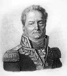 Porträt von Pierre Margaron (1765-1824), französischer General während der Revolution und der Kaiserreiche. - in „Porträts der französischen Generäle in Folge der Siege und Eroberungen der Franzosen“. Gravur von Ambroise Tardieu im Jahr 1818. Stella-Sammlu