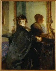 Die Frau des Malers Mary, geborene Mary Spencer-Edwards, selbst Malerin, in der Londoner Wohnung des Paares