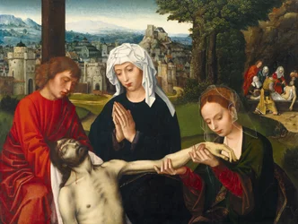 Pietà am Fuße des Kreuzes