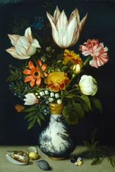 Blumen in einer Porzellanvase, ca. 1600
