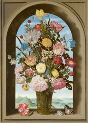 Blumenvase in einem Fenster, um 1618