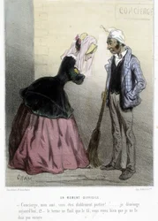 Ein schwieriger Moment (die Miete) - in „Madeleines“ von Cham, ca. 1870-1880