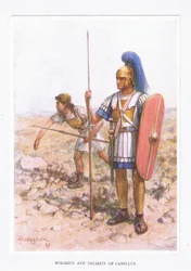 Rorarius und Triarius bei Camillus, Illustration aus Der römische Soldat, 1928