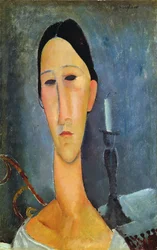 Hanka Zborowska mit einem Kerzenhalter, 1919