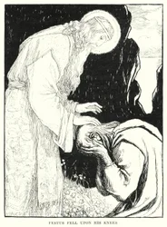 Festus fiel auf seine Knie