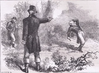 Duell zwischen Burr und Hamilton, Illustration aus Cassells Geschichte der Vereinigten Staaten, veröffentlicht von Cassell, Petter & Galpin, ca. 1900