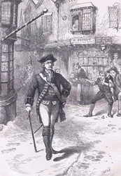 Der Offizier und der Barbierjunge, Illustration aus Cassells Geschichte der Vereinigten Staaten, veröffentlicht von Cassell, Petter & Galpin, ca. 1900 (Litho)
