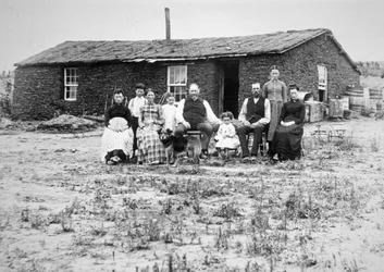 Amerikanische Pionierfamilie, ca. 1888