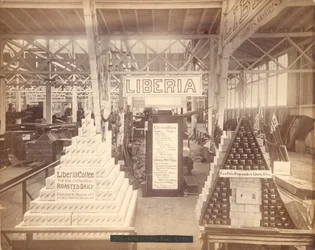 Liberia Seifen- und Kaffeedisplay, Agricultural Hall, Philadelphia Centennial Exhibition, 1876 (Albuminabzug)