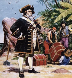 Piratenschief begräbt Schatz