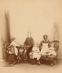 Porträt einer Frau und vier Kinder, 1860er Jahre