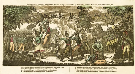Eine Ansicht von Col. Johnsons Engagement mit den Wilden (kommandiert von Tecumseh) in der Nähe von Moravian Town, 5. Oktober