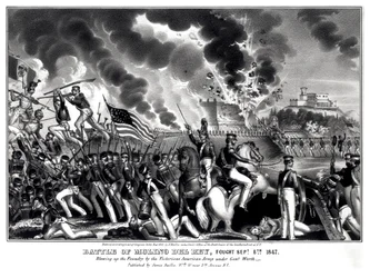 Schlacht von Molino del Rey, gekämpft am 8. September 1847, veröffentlicht von James Baillie, 1848