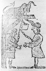 Britische Beamte tun das Werk des Teufels, Illustration aus der Boston Gazette