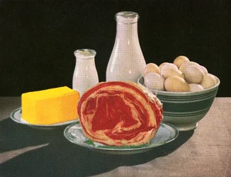Butter, Milch, Eier und Rindfleisch