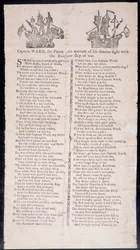 Kapitän Wards Kampf mit dem Kriegsschiff Rainbow, Flugblatt gedruckt 1775