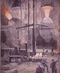 Carnegie-Stahlwerke, Bessemer-Konverter in voller Aktion, Pittsburgh, Pennsylvania