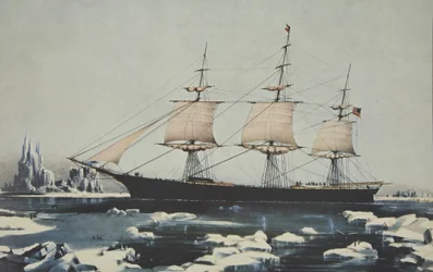 Klipperschiff, Red Jacket - Im Eis vor Kap Hoorn, auf ihrer Passage von Australien nach Liverpool, August 1854, veröffentlicht 1855, Currier & Ives