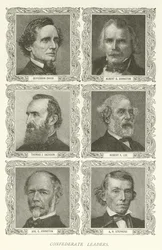 Konföderierte Führer, Jefferson Davis, Albert S. Johnston, Thomas J. Jackson, Robert E. Lee, Joseph E. Johnston, A. H. Stephens