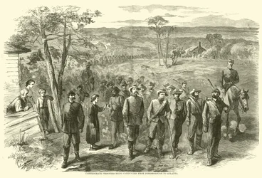 Konföderierte Gefangene werden von Jonesborough nach Atlanta gebracht, September 1864