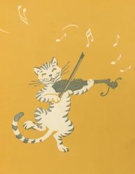 Tanzende Katze spielt Geige