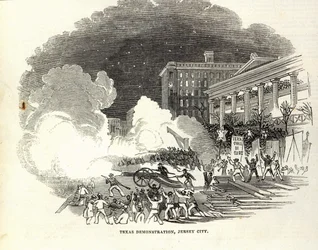 Demonstration in Jersey City zugunsten der Annexion von Texas durch die Vereinigten Staaten, Illustration aus 
