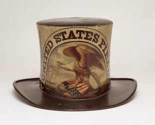 Feuerwehrparadehut, bemalt von David Bustill Bowser, ca. 1850