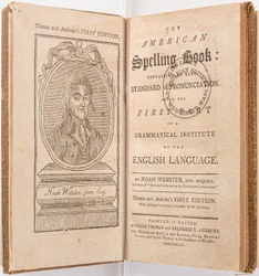 Frontispiz aus "The American Spelling Book" von Noah Webster, Boston, 1789
