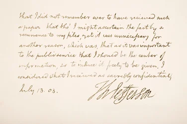 Handschrift und Unterschrift von Thomas Jefferson, 1803
