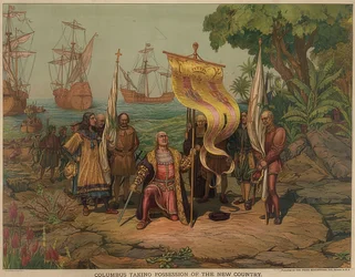 Kolumbus landet am 12. Oktober 1492 auf der Insel San Salvador