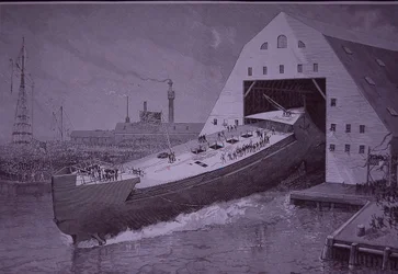 Stapellauf der USS Maine, acht Jahre bevor sie versenkt wurde