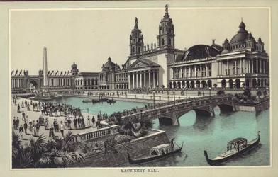 Maschinenhalle auf der Weltausstellung in Chicago, aus einem Ausstellungskatalog