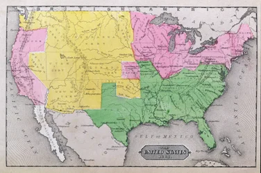 Karte der Vereinigten Staaten im Jahr 1861, aus „Our Whole Country: The Past and Present of the United States, Historical and Descriptive“ von John Warner Barber und Henry Hare, 1861