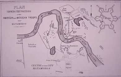 Mexikanisch-Amerikanischer Krieg (1846-48), Karte der US-Truppen in der Nähe von Rio Grande und Matamoros