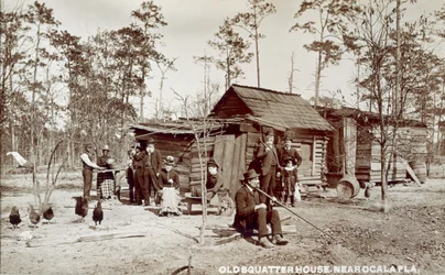 Altes Squatter-Haus in der Nähe von Ocala, Florida, um 1880