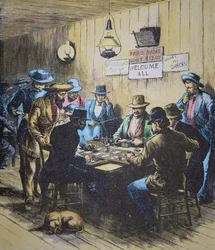 Faro-Spiel in einem Saloon in Cheyenne, Wyoming, ca. 1870