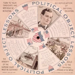 Politische Lektionen, amerikanisches Präsidentschaftswahlplakat für William McKinley, ca. 1897