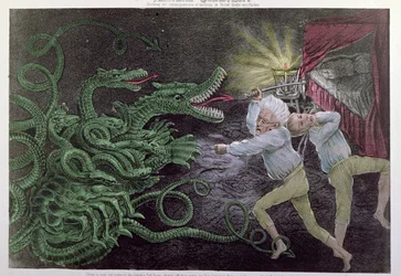Politischer Quixotismus: Der diplomatische Herkules greift die politische Hydra an, veröffentlicht von Bisbee, ca. 1833