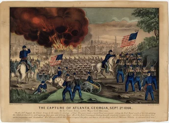 Die Eroberung von Atlanta, Georgia, 2. September 1864, veröffentlicht von Currier & Ives, ca. 1864