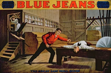 Die große Sägemühlenszene, Plakat für Blue Jeans
