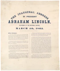 Die Antrittsrede von Präsident Abraham Lincoln, gehalten im Nationalkapitol am 4. März 1865