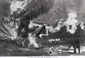 Das Innere von Fort Sumter während der Bombardierung, 12. April 1861, aus 