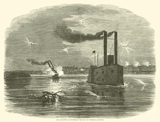 Die Lancaster und die Switzerland durchqueren die Vicksburg-Batterien, März 1863