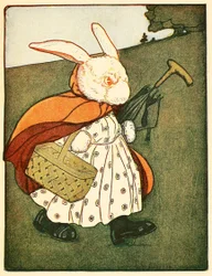 Dann ging die alte Frau Kaninchen ... durch den Wald zum Bäcker, aus Die Geschichte von Peter Hase, 1916