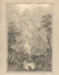 Ansichten in England, Schottland und Wales: Gasthaus an der Teufelsbrücke mit dem Fall des Mynach