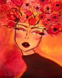 Frau mit Blumenkranz - Mode Mädchen